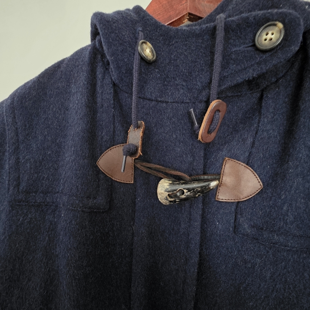Vintage Lands End Navy Original Tiroler Loden Toggle Coat w/Hood Size M - Picture 13 of 16